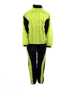 Riding Gear NexGen Men’s XS5021 Neon Green Hi-Viz Hooded Water Proof Rain Suit