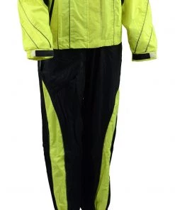 Riding Gear NexGen Men’s XS5021 Neon Green Hi-Viz Hooded Water Proof Rain Suit