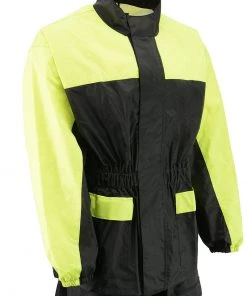 NexGen Ladies XS5031 Yellow And Black Hi-Viz Water Proof Rain Suit With Cinch Sides
