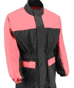 Rain Gear NexGen Ladies XS5031 Pink And Black Water Proof Rain Suit With Cinch Sides