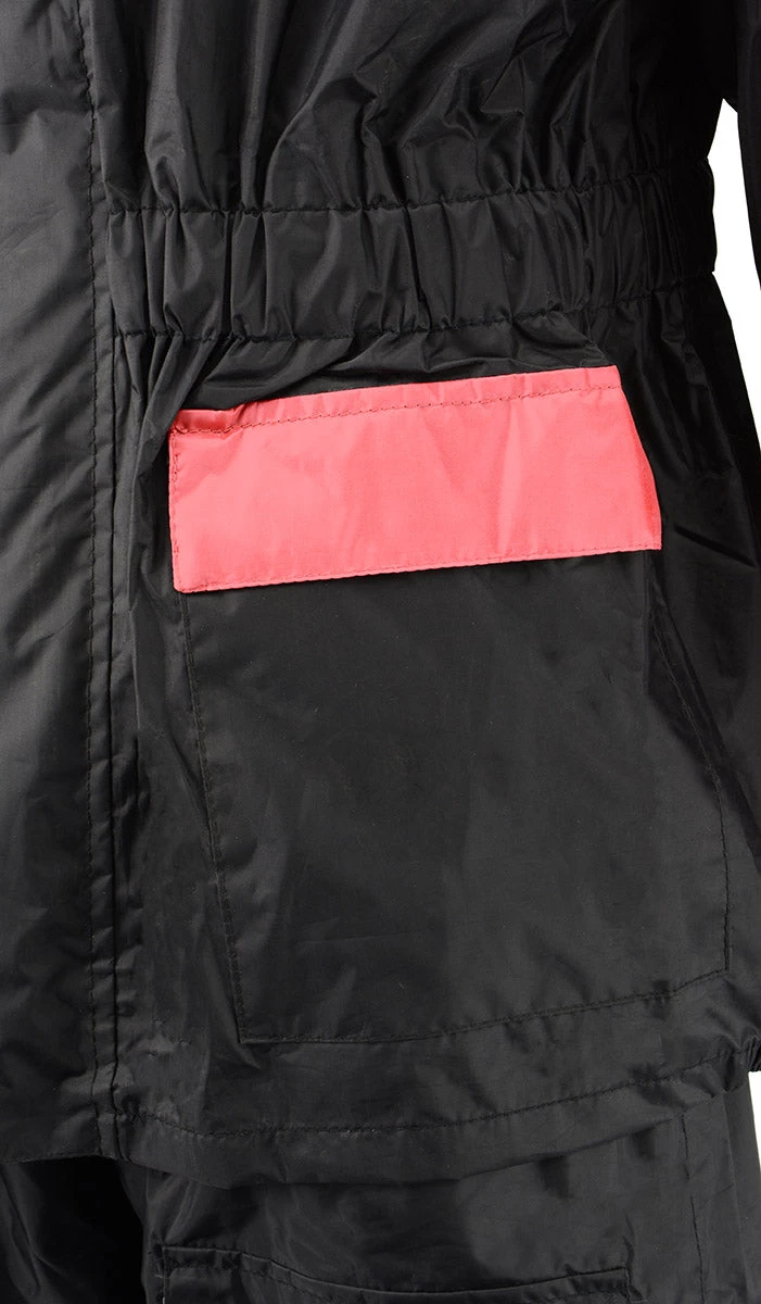 Rain Gear NexGen Ladies XS5031 Pink And Black Water Proof Rain Suit With Cinch Sides