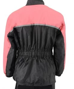 Rain Gear NexGen Ladies XS5031 Pink And Black Water Proof Rain Suit With Cinch Sides