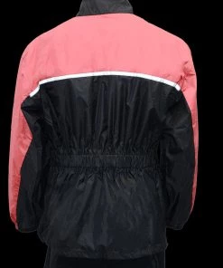 Rain Gear NexGen Ladies XS5031 Pink And Black Water Proof Rain Suit With Cinch Sides