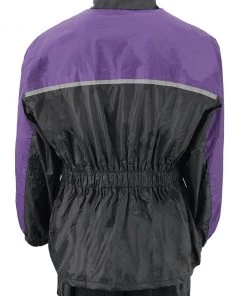 Rain Gear NexGen Ladies XS5031 Purple And Black Water Proof Rain Suit With Cinch Sides