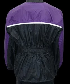 Rain Gear NexGen Ladies XS5031 Purple And Black Water Proof Rain Suit With Cinch Sides