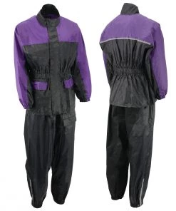Rain Gear NexGen Ladies XS5031 Purple And Black Water Proof Rain Suit With Cinch Sides