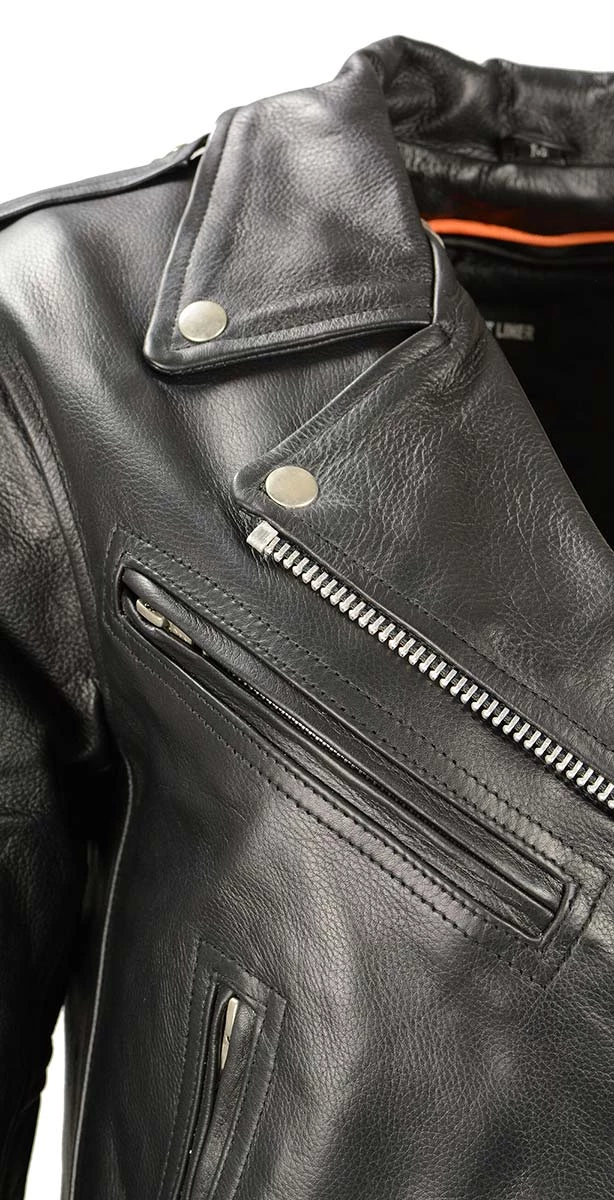 Genuine Leather Ladies XS603 Classic Black Motorcycle Leather Jacket Leather Motorcycle Jackets