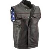 Motorcycle Vests Xelement XS6665 Men's 'Old Glory' Leather Vest With Red Stitching And USA Inside Flag Lining