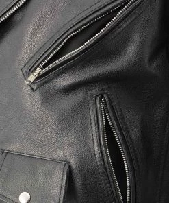 Genuine Leather Men's XS703 Black Embossed'Live To Ride, Ride To Live' Classic Motorcycle Jacket