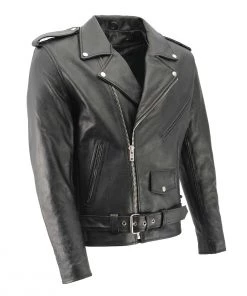 Genuine Leather Men's XS703 Black Embossed'Live To Ride, Ride To Live' Classic Motorcycle Jacket