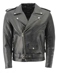 Genuine Leather Men's XS703 Black Embossed'Live To Ride, Ride To Live' Classic Motorcycle Jacket