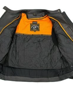 Milwaukee Leather XS7083 Ladies Black ‘Euro Racing’ Vented Jacket With Side Stretch Leather Motorcycle Jackets