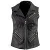 Genuine Leather Ladies XS773 Black Zippered M/C Lapel Leather Vest