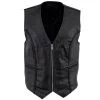 Genuine Leather Motorcycle Vests Ladies XS776 Black Braided Motorcycle Vest With Zipper Closure