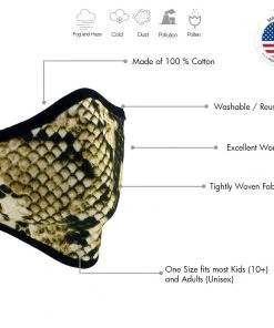 Xelement XS8004 (Multi-Pack)'Snake Print' USA Made 100 % Cotton Protective Face Mask