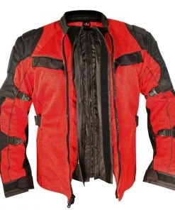 Xelement XS8161 Men's'Venture' All Season Black With Red Tri-Tex And Mesh Jacket With X-Armor Protection Motorcycle Jackets