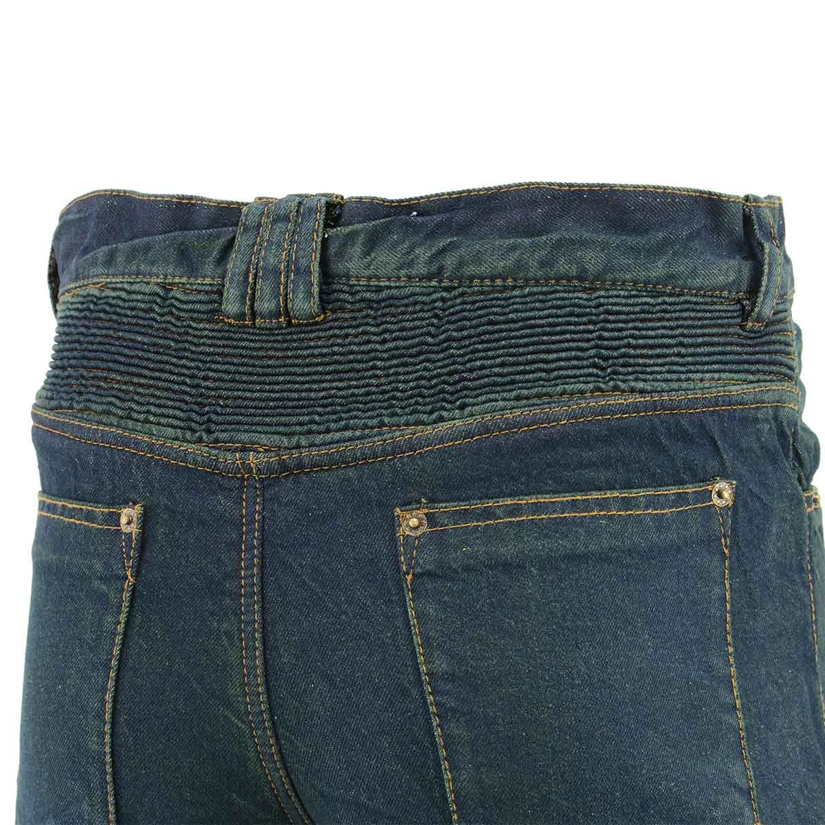 Genuine Leather Men’s XS2822 Blue Denim Motorcycle Pants With CE Approved Armor