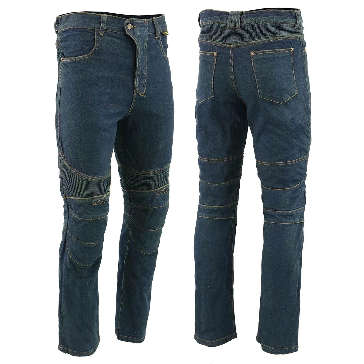Genuine Leather Men’s XS2822 Blue Denim Motorcycle Pants With CE Approved Armor