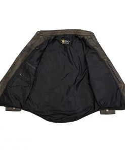 Conceal Carry Xelement XS942 Men's'Nickel' Distressed Brown Leather Shirt With Vintage Buffalo Buttons