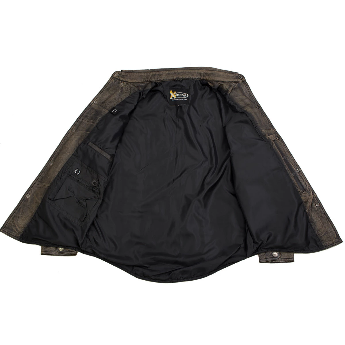 Conceal Carry Xelement XS942 Men's 'Nickel' Distressed Brown Leather Shirt With Vintage Buffalo Buttons