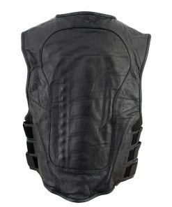 Milwaukee Leather Leather King XSM1467 Men's Classic Black Leather Vest With Back Padding Motorcycle Vests
