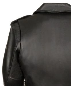 Z1R1011 Men's Black ‘9MM’ Classic Side Lace’ Motorcycle Jacket Leather Motorcycle Jackets