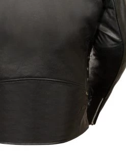 Z1R1011 Men's Black ‘9MM’ Classic Side Lace’ Motorcycle Jacket Leather Motorcycle Jackets