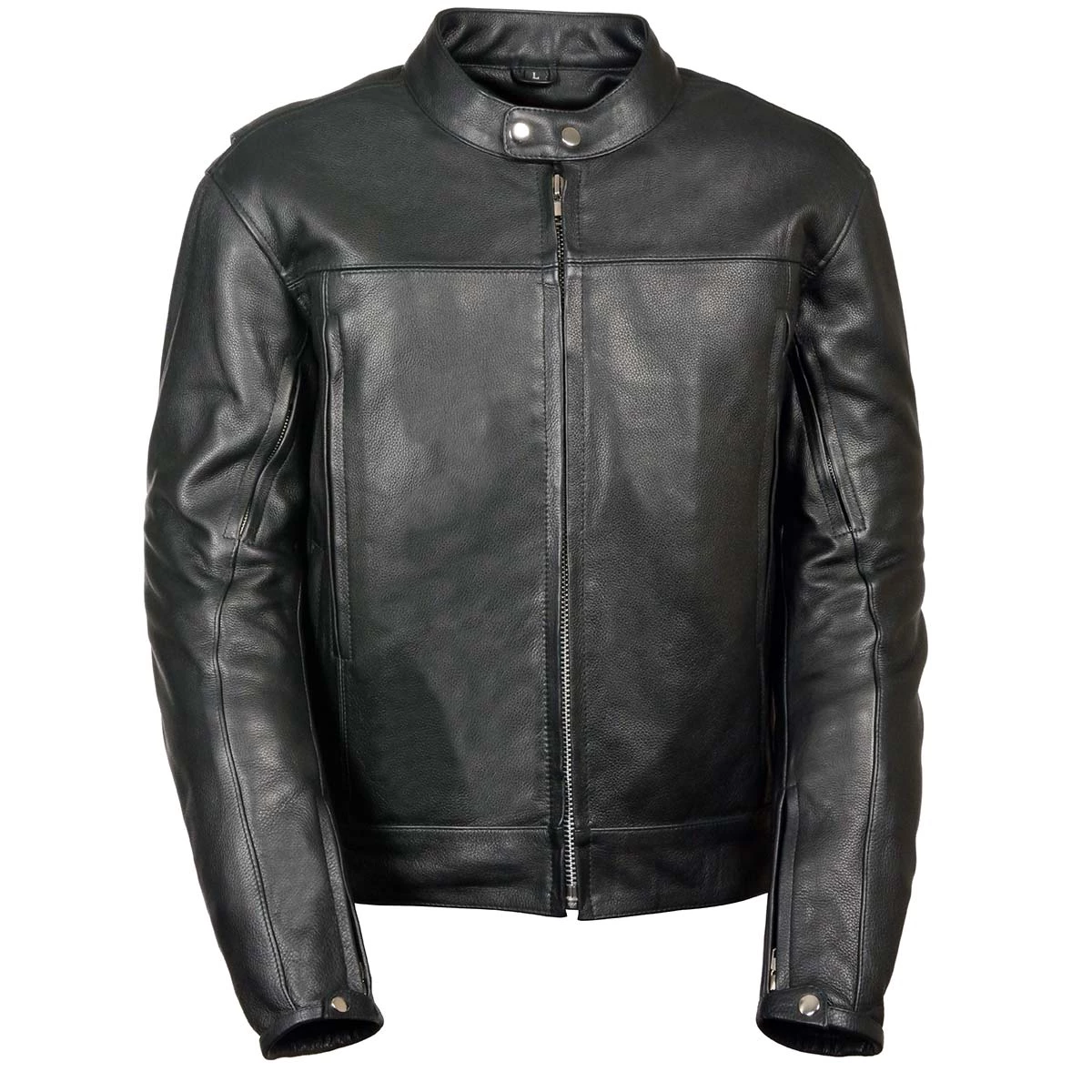 Leather Motorcycle Jackets Z1R1540 Men’s ‘357’ Classic Collarless Black Leather Jacket